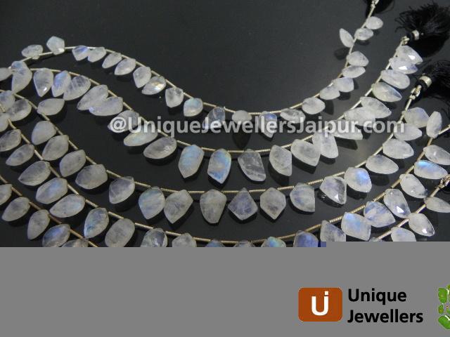 White Rainbow Faceted Uneven Leaf Beads